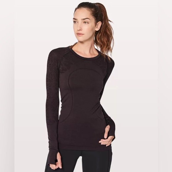 Lululemon Tech Long Sleeve Crew - Black Cherry/ Black - Picture 1 of 13